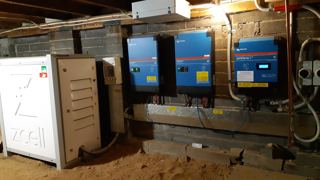 Flow batteries and inverters installed in the field